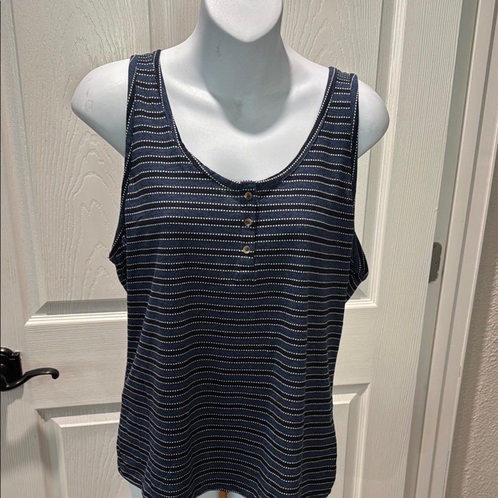 Sonoma Blue and White Fitted Sleeveless Tank Top
